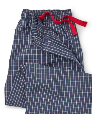 Navy Red White Check Cotton Lounge Pants - Waist Detail - MLP1069NRW