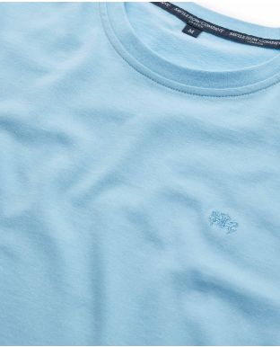 Pale Blue Cotton Jersey Crew Neck T-Shirt - Collar Detail - MTS101PBL