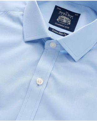 Pale Blue Extra Slim Shirt - Single Cuff - Collar Detail - 1345BLU