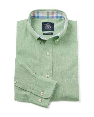 Pale Green Linen-Blend Shirt - 1391GRN