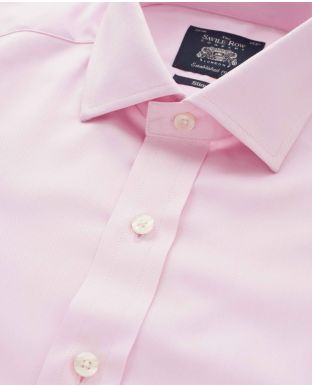 Pale Pink Twill Slim Fit Shirt - Collar Detail - 1375PNK