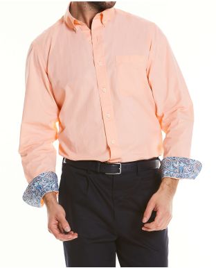 Peach Fine Twill Button-Down Casual Shirt - Model Shot - 1399PCH