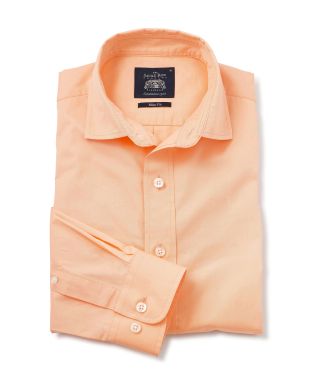 Peach Twill Slim Fit Shirt in Shorter Length - 1398PCH