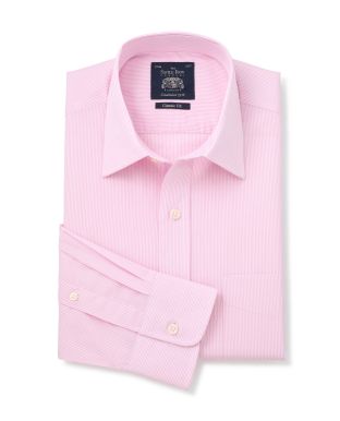 Pink Bengal Stripe Classic Fit Shirt - Single Cuff - 3094PNK - Small Image 280x344px
