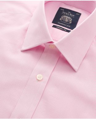 Pink Bengal Stripe Classic Fit Shirt - Single Cuff - Collar Detail - 3094PNK