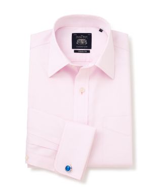Pink Twill Classic Fit Non-Iron Shirt - Double Cuff - 2030PNK