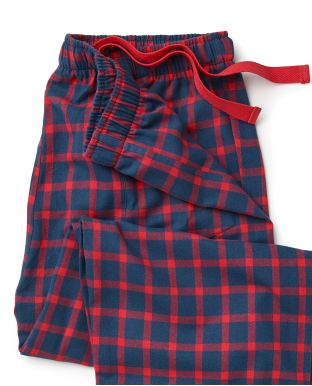 Red Blue Check Brushed Cotton Lounge Pants  - Waist Detail - MLP1076NAR