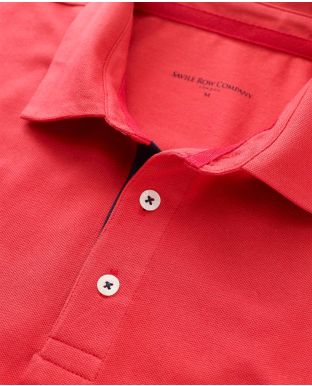 Red Short Sleeve Polo Shirt - Collar Detail - MPS650RPR