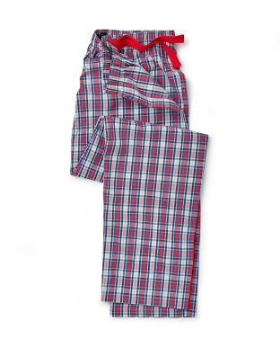 Red White Navy Check Cotton Lounge Pants - MLP1070RNW