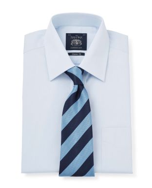 Sky Blue Twill Classic Fit Shirt - Double Cuff - With Tie On - 1363SKY