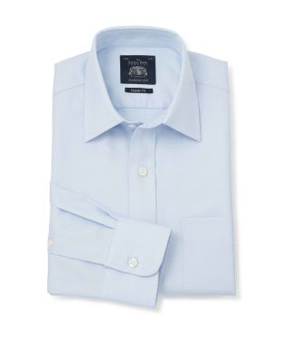 Sky Blue Twill Classic Fit Shirt w/ Windsor Collar - Single Cuff - 1346SKY
