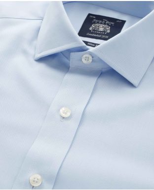 Sky Blue Twill Slim Fit Shirt W/ Cutaway Collar - Collar Detail - 1375SKY
