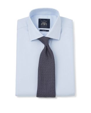 Sky Blue Twill Slim Fit Shirt W/ Cutaway Collar - With Tie On - 1375SKY