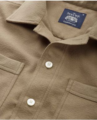 Tan Brushed Cotton Overshirt   - Chest Detail - 1404TAN