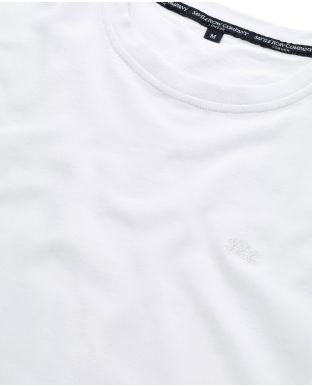 White Cotton Jersey Crew Neck T-Shirt - Collar Detail - MTS101WHT
