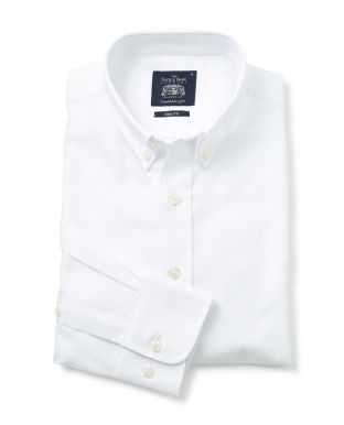 White Cotton Oxford Slim Fit Casual Shirt In Shorter Length - 1389WHT