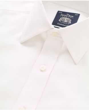 White Panama Slim Fit Non-Iron Shirt - Double Cuff - Collar Detail - 2033WHT