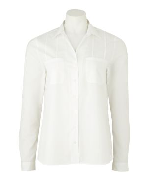 White Semi-Fitted Women's Shirt With Pin-Tuck Detail - LSC413WHT