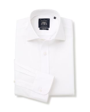 White Twill Slim Fit Non-Iron Shirt - Single Cuff - 2026WHT