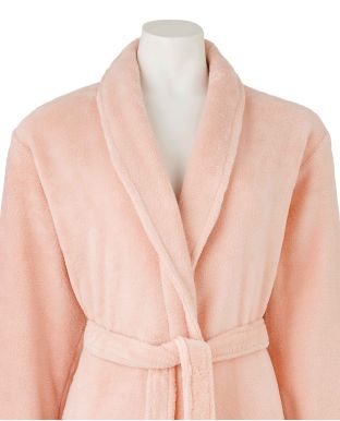 Women's Dusky Pink Fleece Supersoft Dressing Gown  - Collar Detail - LDG1007PNK