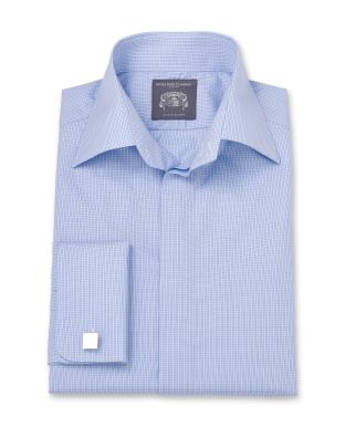 Lewis Blue Fine Check Made To Measure Shirt