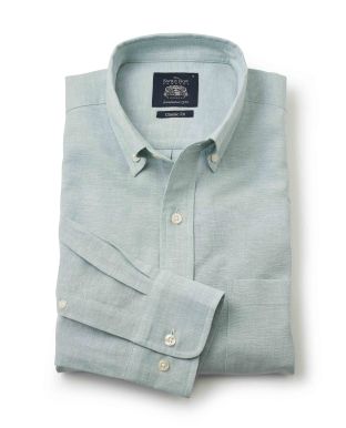Light Green Linen-Blend Classic Fit Shirt
