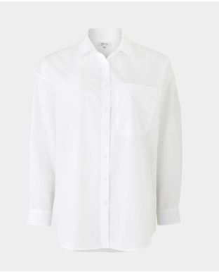 Women'S White Cotton Poplin Oversized Shirt