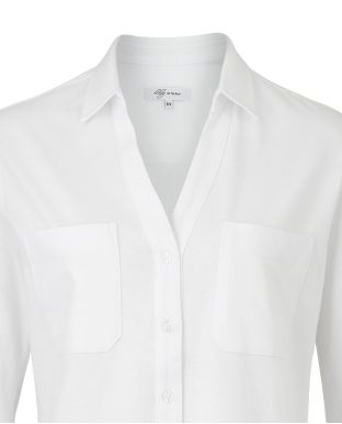 Women's White Cotton Jersey Semi-Fitted Shirt