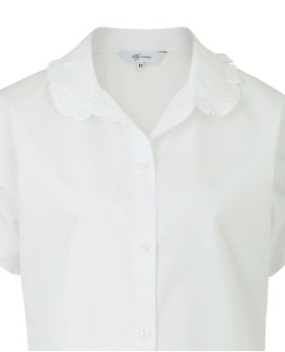 Women's White Twill Semi-Fitted Sleeveless Shirt