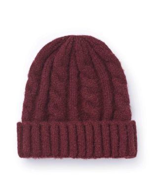 Maroon Cable Knit Wool Beanie