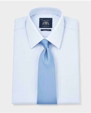 Sky Blue Dobby Weave Cotton Classic Fit Shirt - Single Cuff