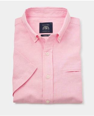 Pink Linen Cotton Short Sleeve Shirt