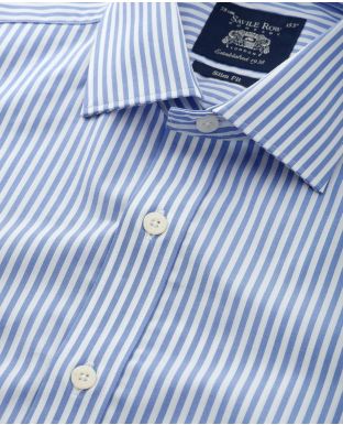 Blue Slim Fit Striped Shirt - Single Cuff