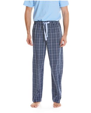 Navy Blue White Checked Cotton Lounge Pants