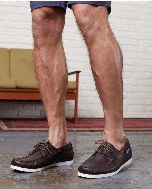 Men’s Leather Boat Shoes in Chocolate Brown