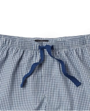Navy Check Peached Cotton Lounge Shorts