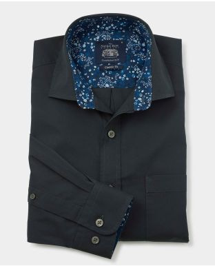 Navy Cotton Twill Casual Shirt