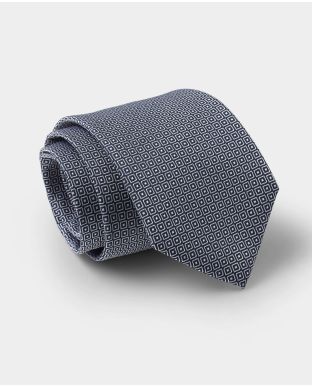 Navy Diamond Pattern Silk Tie