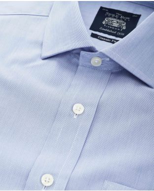 Navy Fine Stripe Classic Fit Shirt - Single Cuff