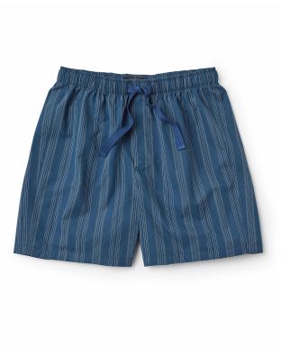 Navy Fine Stripe Peached Cotton Lounge Shorts