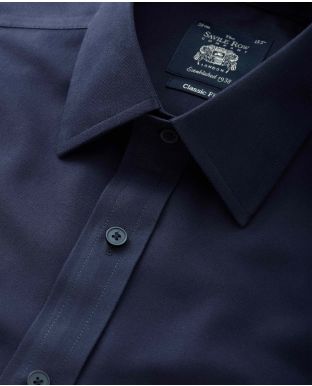Navy Fine Twill Classic Fit Non-Iron Shirt - Single Cuff