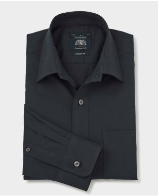 Navy Fine Twill Classic Fit Shirt - Single Cuff
