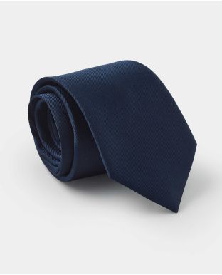 Navy Fine Twill Silk Tie
