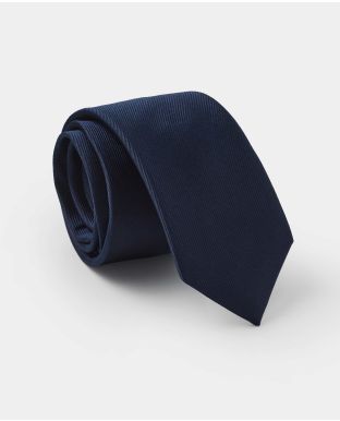 Navy Fine Twill Skinny Silk Tie