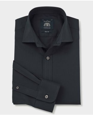 Navy Fine Twill Slim Fit Shirt - Single Cuff