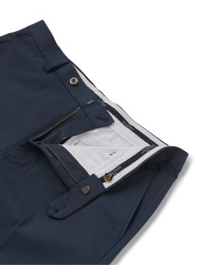 Navy Flat Front Stretch Cotton Slim Fit Chinos - MCT332NAV - Large Image