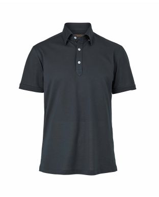 Navy Mercerised Cotton Short Sleeve Polo Shirt
