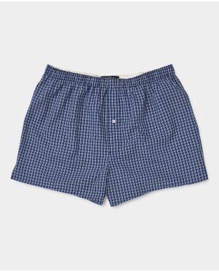 Navy Small Check Cotton Boxer Shorts