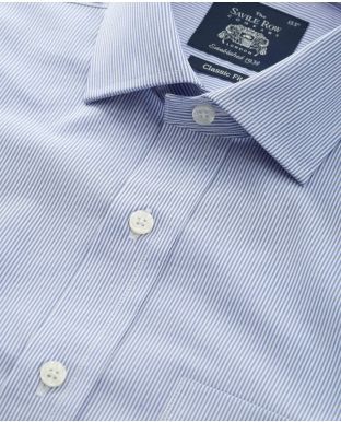 Navy Stripe Classic Fit Shirt - Single Cuff