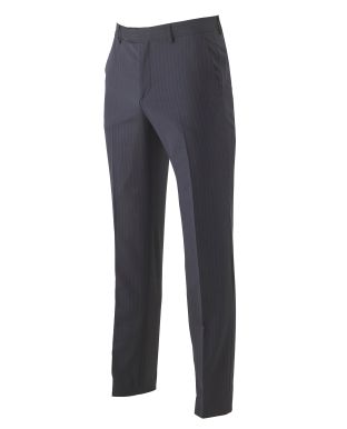 Navy Striped Wool-Blend Tailored Trousers - MFT341NAV - Thumbnail Image 78x98px